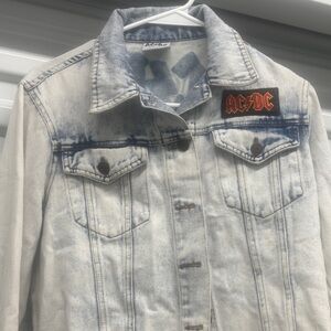 “Official 2017 AC/DC Licensed Denim Jacket — Lace‑Up Back Rockwear”